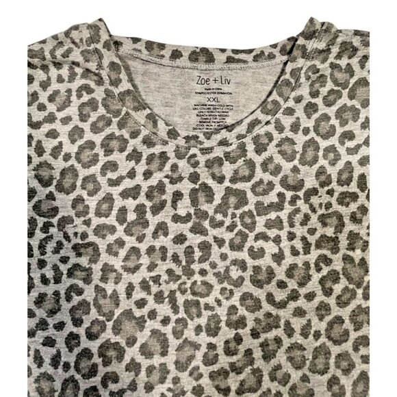 Zoe + Liv Gray Leopard Print T-Shirt SIZE-XXL - Picture 5 of 6